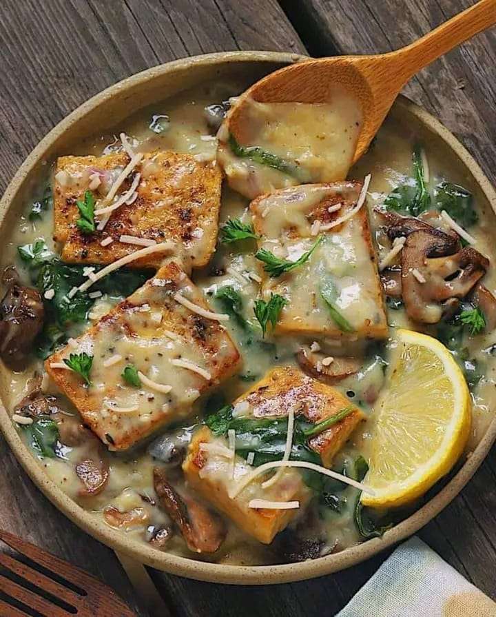 tofu-mushroom-cheezy-florentine-recipe