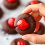 Chocolate Thumbprint Cookies with Glossy Chocolate Centers