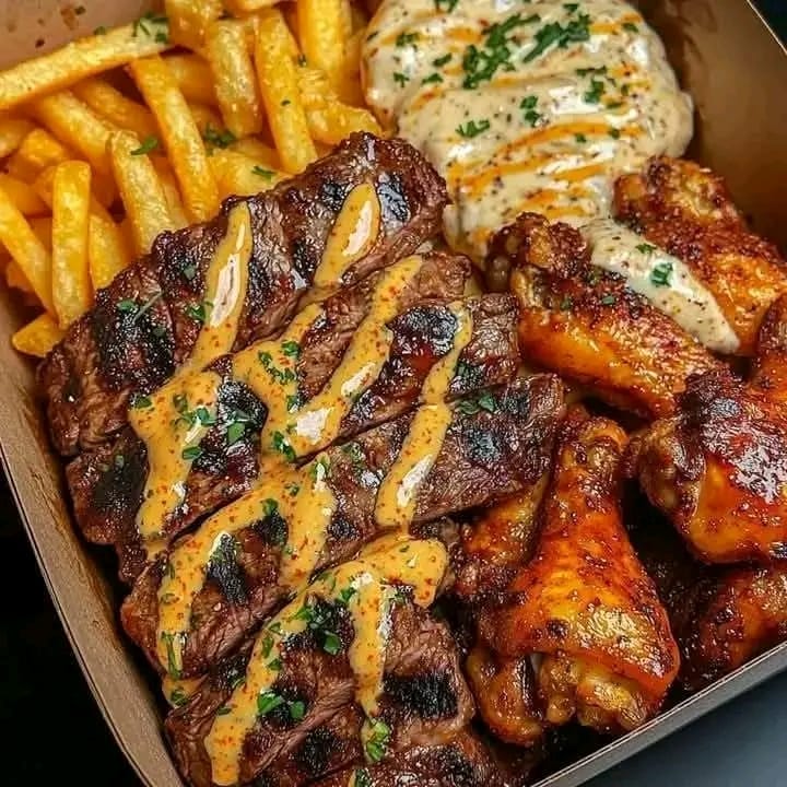 Grilled Chicken Wings and Steak