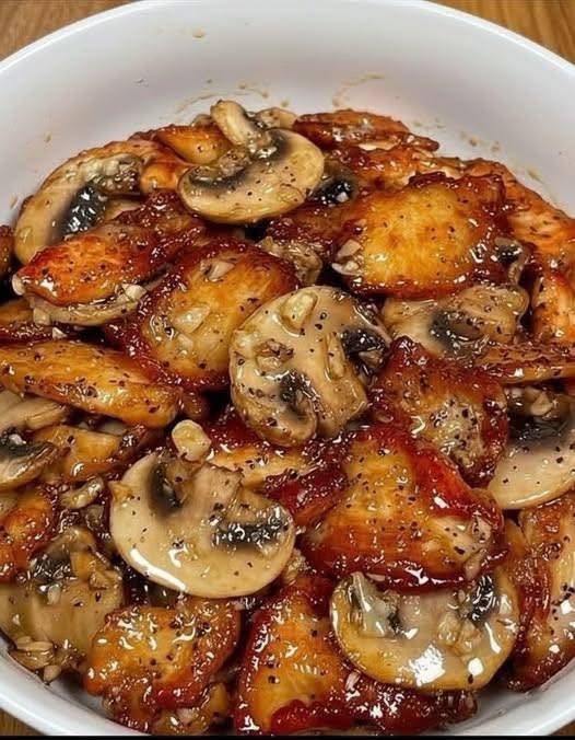 Glazed Char Siu pork sliced on a cutting board with a shiny red glaze.